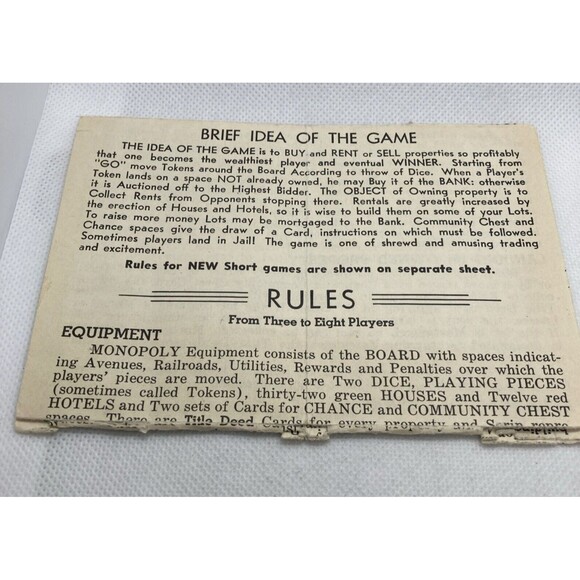 Vintage 1954 Parker Bros Monopoly Deeds Chance Missing One‎ Community Chest Card - Picture 15 of 15